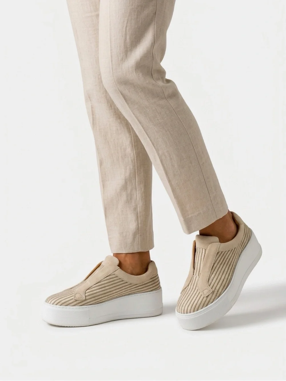 Russell & Bromley Woven Raffia and Suede Platform Slip-On Sneakers EU 38/US7.5-8